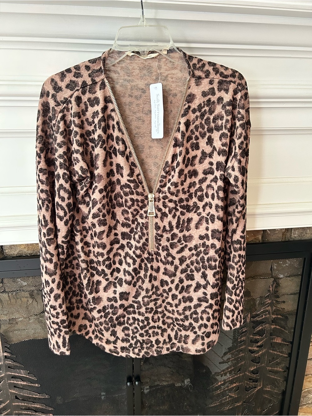 Soft Surroundings Leopard Half-Zip Pullover Shirt NWT